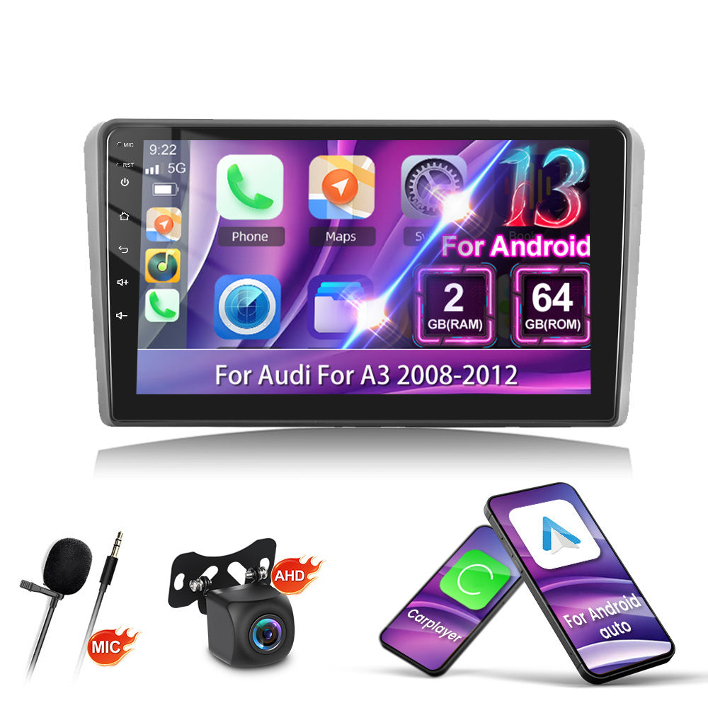 Autoradio – Multimedia Speler – Car Stereo – Navigatiesysteem – GPS Radio – 9 Inch HD Touchscreen – Draadloos CarPlay & Android Auto – Inclusief Camera en Microfoon