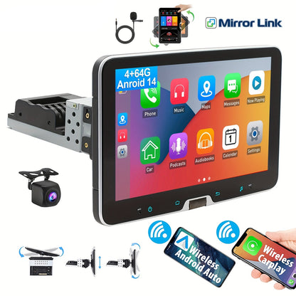 Car Stereo – Autoradio – Multimedia Systeem – Navigatiesysteem – Inbouw Radio – Met Draaibaar 10.1 Inch HD IPS Touchscreen – Inclusief AHD Achteruitrijcamera & Microfoon