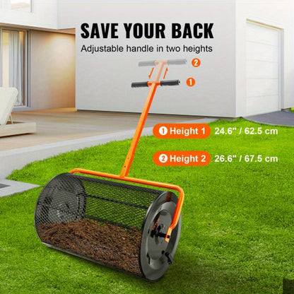 Compoststrooier – Meststrooier – Grondstrooier – Turfstrooier – Verstelbare Handgreep – Gepoedercoat Staal – Werkbreedte 60 Cm