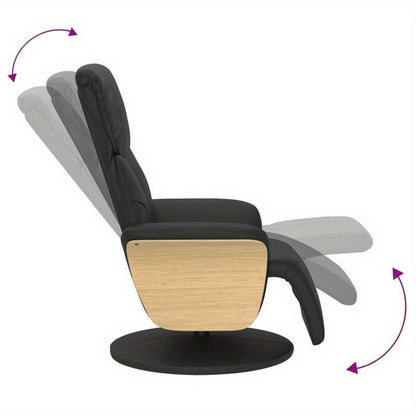 Fauteuil – Stoel – Relaxfauteuil – Loungestoel – Zwarte Verstelbare Fauteuil – Kunstleer – Met Metalen Frame – Ingebouwde Voetensteun