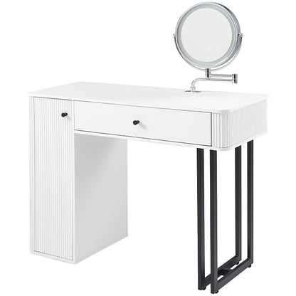 1 Large Drawer Organizer Vanity Table with Large Mirror | 1 Door, Tabletop, Makeup Mirror, Gifts for Women, New Year'S Gifts, Compact Wooden Vanity with Drawer Organizer, Birthday Gift for Women, White