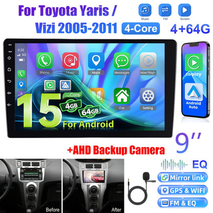 Android Car Stereo – Auto Radio – Multimedia Systeem – Navigatie – Double Din – 9 Inch IPS Touchscreen – Draadloze CarPlay & Android Auto – Inclusief AHD Achteruitrijcamera