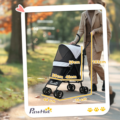 Huisdierbuggy – Dierenwagen – Hondenwagen – Kattenbuggy – Buggy Voor Huisdieren – Lichtgrijs – Lichtgewicht & Inklapbaar – Veiligheidsharnassen Met Gaasramen