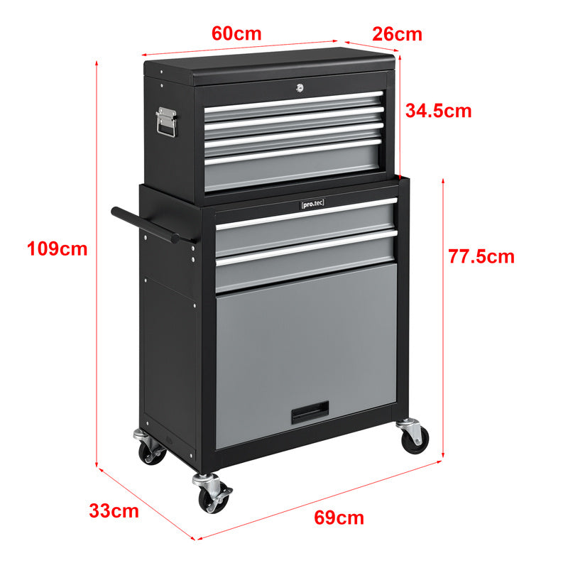 Werkplaatswagen – Gereedschapswagen – Werkplaats Trolley – Gereedschapskar – 7 Lades – Gepoedercoat Staal – Wielen Met Remmen