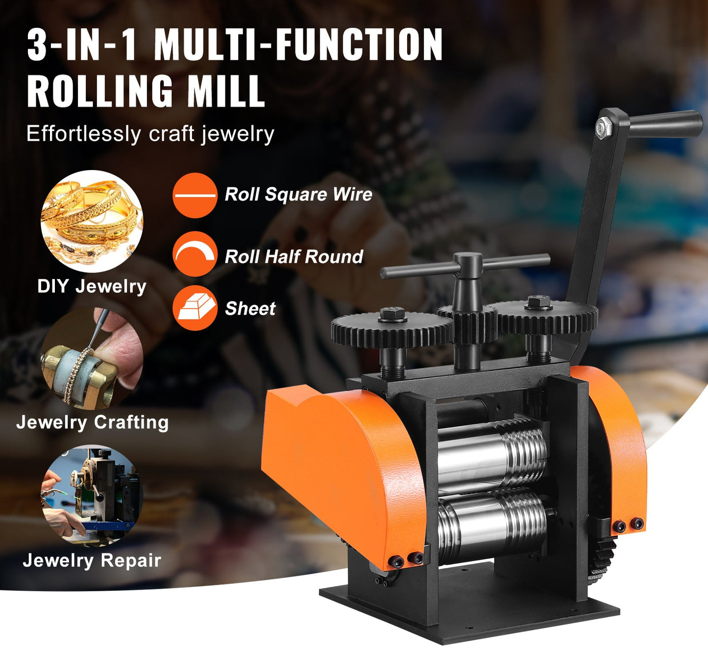 Rolmolen – Rolmachine – Metaalpers – Sieradenpers – Metalen Vormer – 3-in-1 Multifunctioneel – Instelbare Persdikte 0-6 mm