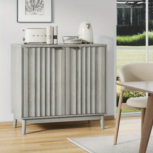 Modern Grijs Wash Buffetkast – Wandkast – Opbergmeubel – Dressoir – Wandplank – Met Verstelbare Planken – Stalen Frame – Ruimtebesparend Design