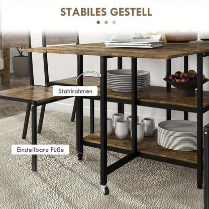 Modern Folding Dining Table - Quick Assembly Space-Saving Table Suitable for Living Room, Dining Room, Kitchen - Rustic Wood & Sturdy Legs, Storage, Modern Kitchen Furniture