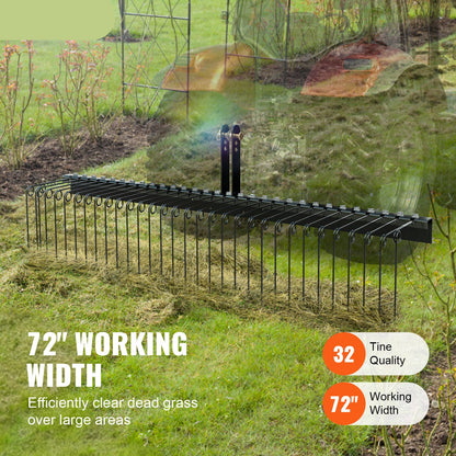 Verticuteermachine – Gazonhark – Verticuteerder – Gazonbeluchter – 72 Inch Werkbreedte – 32 Robuuste Stalen Tanden