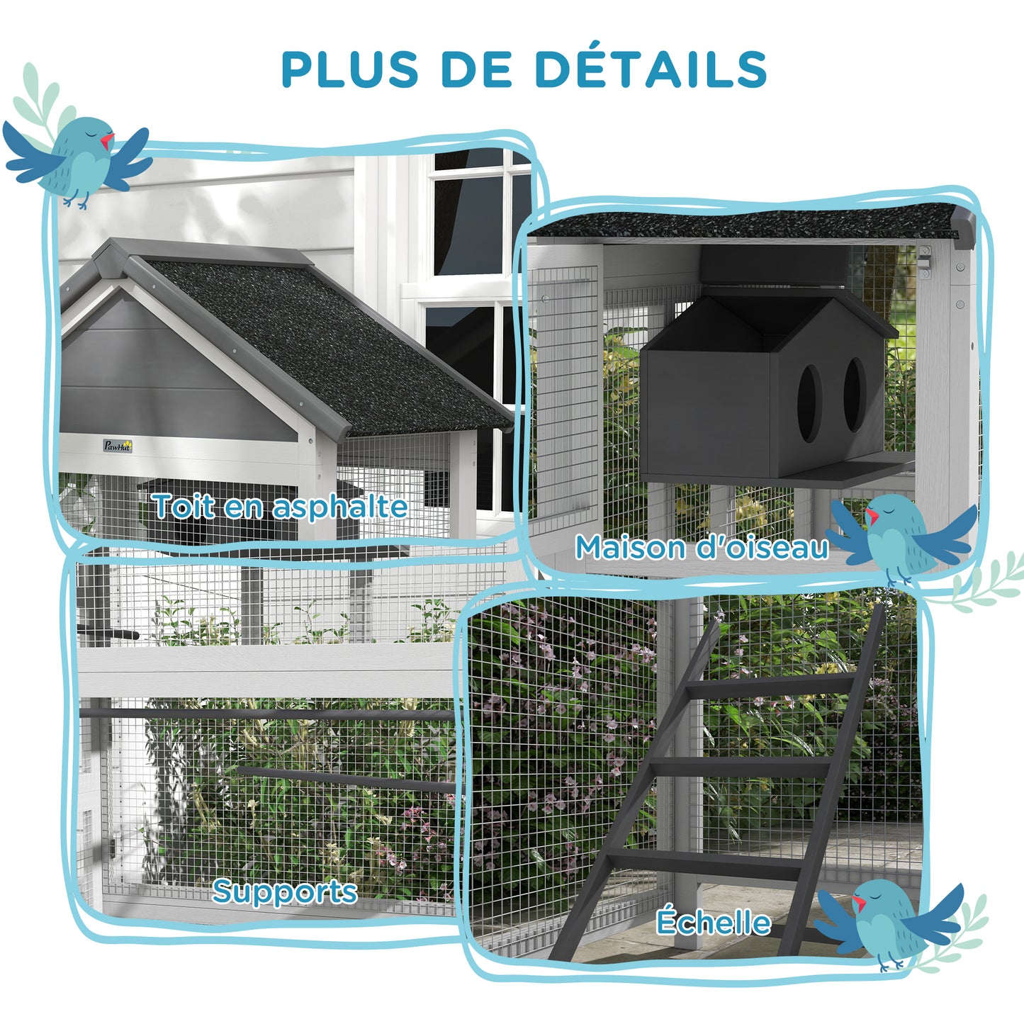 Vogelkooi – Papegaaienkooi – Parkietenkooi – Vogelvolière – Vogelhuis – Ruim 92x52x171 cm – Waterdicht Asfalt Dak