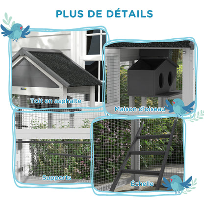 Vogelkooi – Papegaaienkooi – Parkietenkooi – Vogelvolière – Vogelhuis – Ruim 92x52x171 cm – Waterdicht Asfalt Dak
