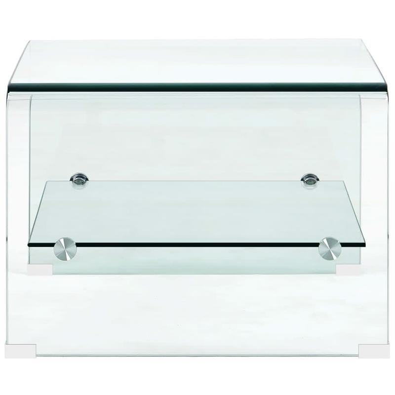Salontafel – Koffietafel – Bijzettafel – Tafeltje – Woonkamertafel – Transparant Glasblad – Hardhouten Poten – 50x45x33 cm – Minimalistisch Design