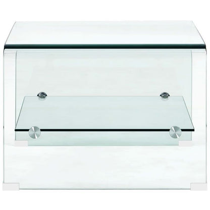 Salontafel – Koffietafel – Bijzettafel – Tafeltje – Woonkamertafel – Transparant Glasblad – Hardhouten Poten – 50x45x33 cm – Minimalistisch Design