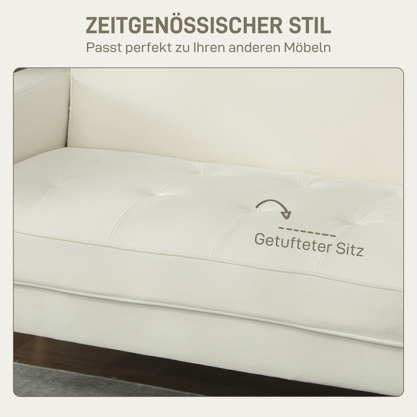 2-zits bank – tweezitsbank – loveseat – kleine bank – zitbank – fluweelachtige bekleding – compact formaat 130 cm breed – stevige rubberhouten poten met anti-slip voetjes