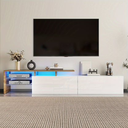Modern TV Stand with Storage - Minimalist Entertainment Center, Heavy-Duty Construction, Cable Management, for Living Room, Home Theater - Elegant White Media Console for TVs, Gaming Consoles, Streaming Devices - Space-Saving