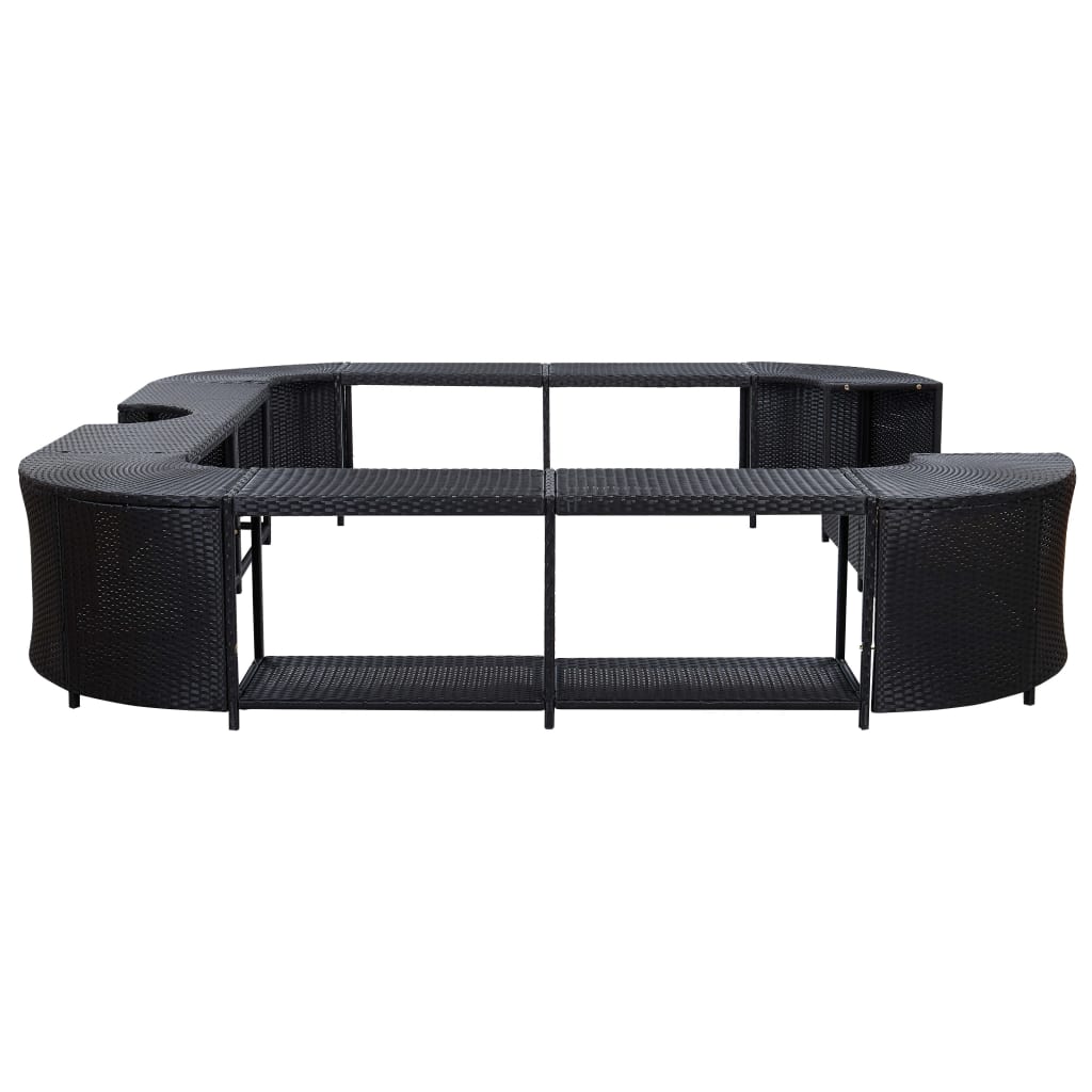 Spa-omranding – Spaomkasting – Spaafdekking – Spabehuizing – Spabekleding – Zwart – Weerbestendig PE-Rattan – Stevig Metalen Frame