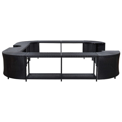Spa-omranding – Spaomkasting – Spaafdekking – Spabehuizing – Spabekleding – Zwart – Weerbestendig PE-Rattan – Stevig Metalen Frame