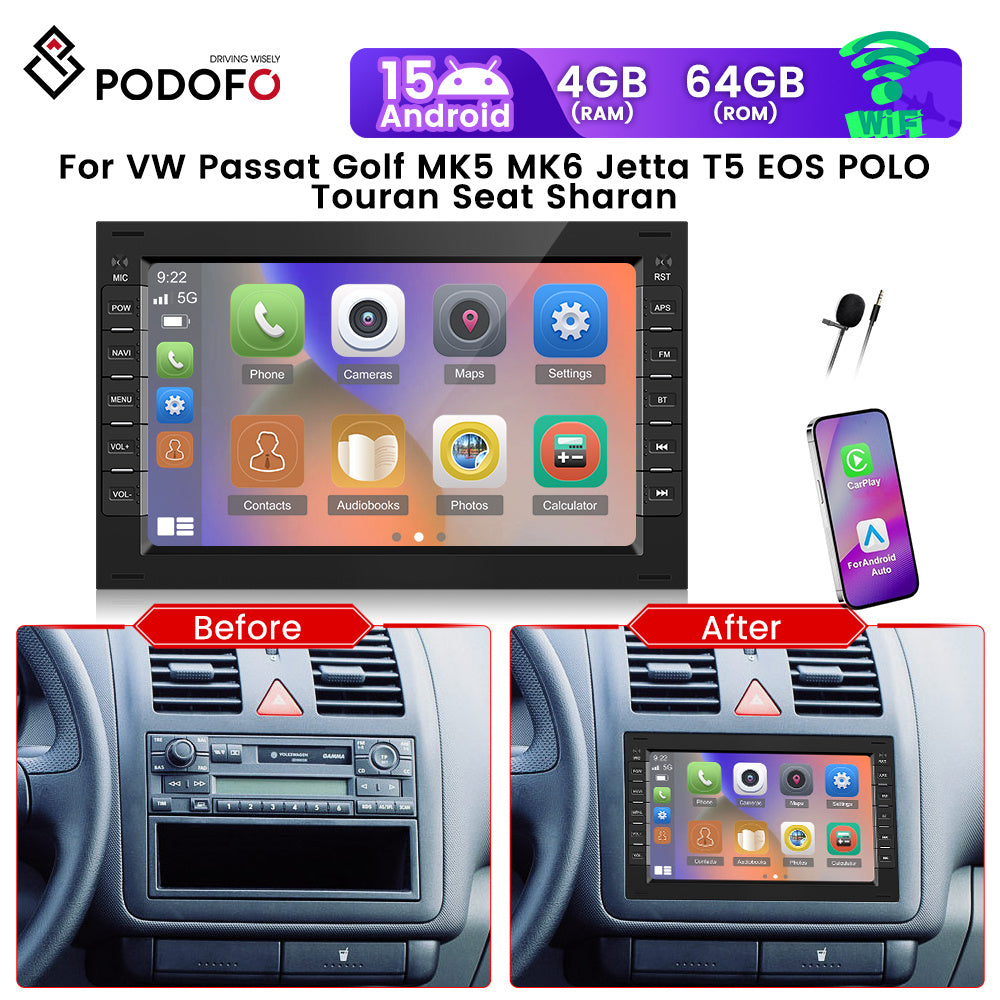 Android Autoradio – Car Stereo – Multimedia Unit – Navigatiesysteem – Touchscreen – 7 Inch HD Display – Android 15 OS – Wireless CarPlay & Android Auto