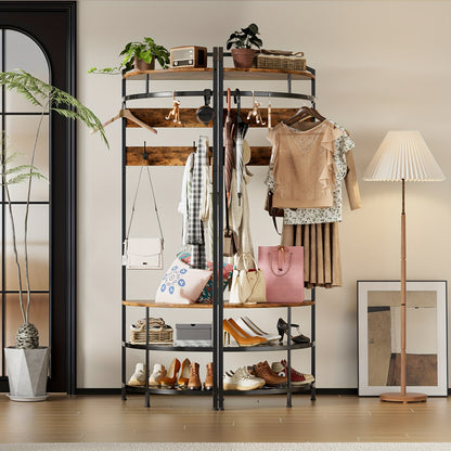Hoekkapstok – Kapstok Hoek – Staande Kapstok – Jasrek – Halmeubel – Met Bankje en 4 Haken – Stabiel Metaal en Hout – Ruimtebesparend Design 181 cm Hoog
