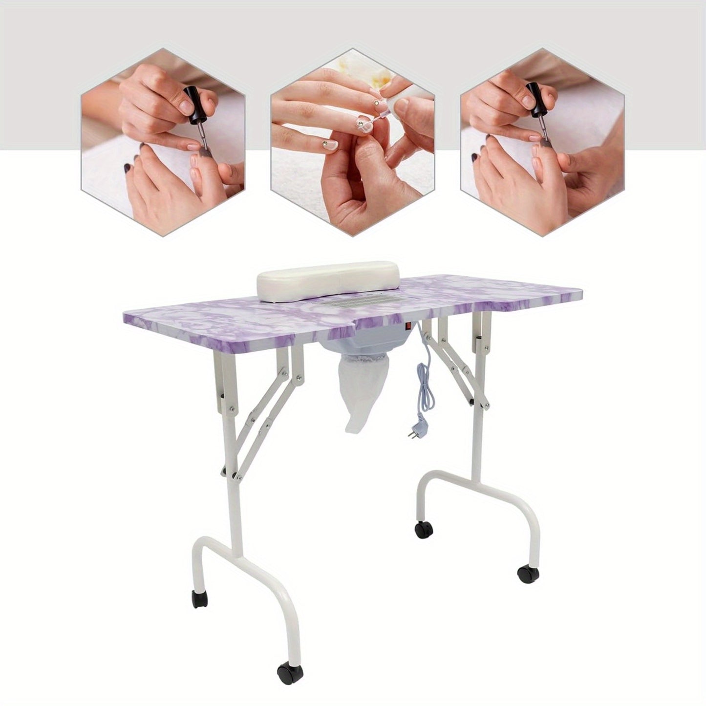 Manicure Tafel – Nageltafel – Nagel Salon Tafel – Opvouwbare Nageltafel – Mobiele Manicuretafel – Met Stofafzuiging – Groot Werkoppervlak 95x48x72,5 cm – Draagbaar en Stevig