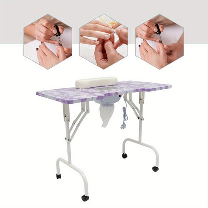 Manicure Tafel – Nageltafel – Nagel Salon Tafel – Opvouwbare Nageltafel – Mobiele Manicuretafel – Met Stofafzuiging – Groot Werkoppervlak 95x48x72,5 cm – Draagbaar en Stevig
