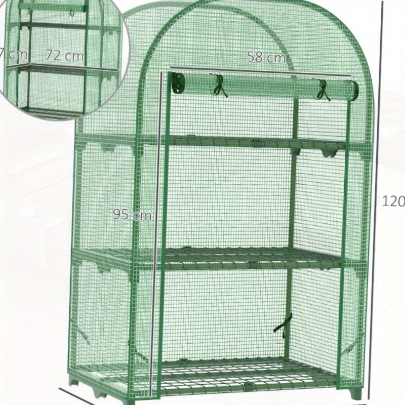 Balkonkas – Kweekkas – Broeikas – Tuinkas – Mini Serre – Metaal Frame – 80x49x120 cm – 3 Ruime Legplanken – Groen