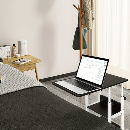 Laptop Table Notebook Table Desk Side Table With Shelf Height Adjustable 60x40x76-86.5cm Black