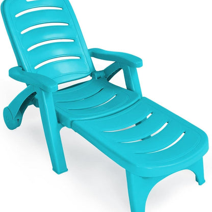 Verstelbare Zonneterrasstoel – Ligstoel – Tuinstoel – Strandstoel – Inklapbare Stoel – 5-Standen Rugleuning – Weerbestendig PP-Materiaal – Turquoise