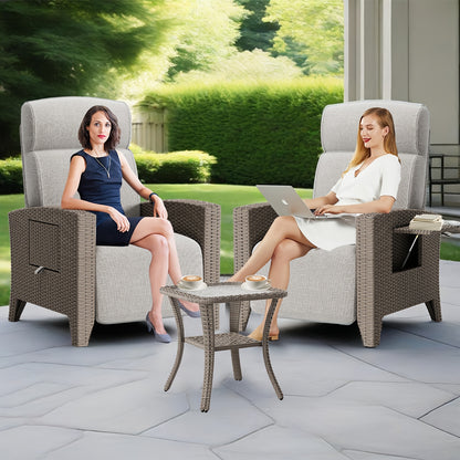 Rattan Loungebank – Tuinbank – Loungestoel – Buitenzithoek – Rattan Sofa – Diepgrijs – Verstelbare Rugleuning 160° – Extra Groot Met Bijzettafel