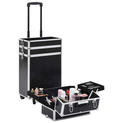 Koffer – Reiskoffer – Handbagage – Trolley – Spinner – Zwart Krokodillenprint – Hardcase Pc – Stil Rijdende Wielen – Ophanghaak