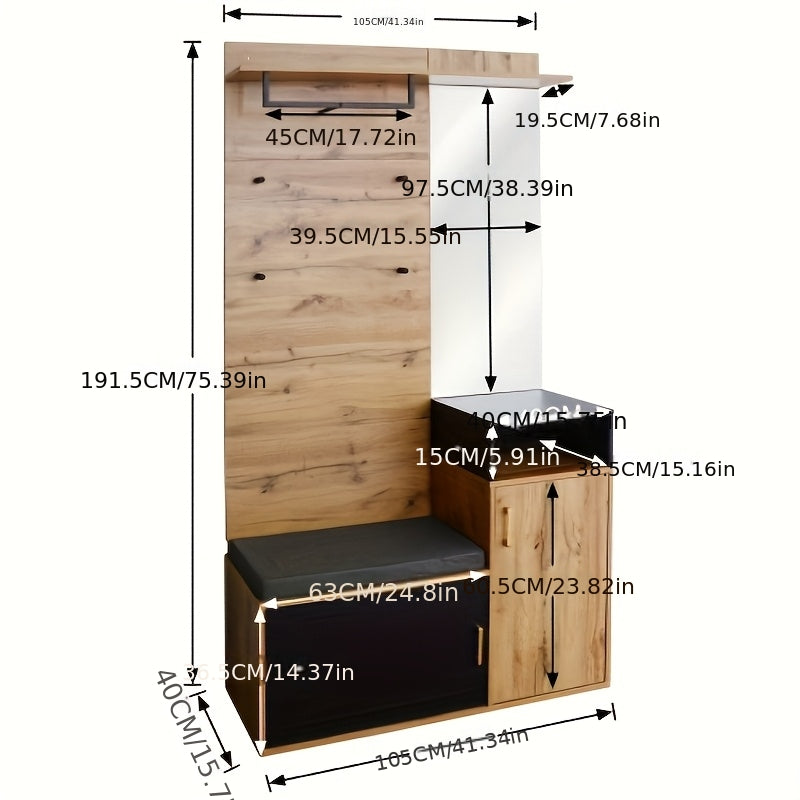 Halmeubel – Schoenenkast – Kapstok – Spiegel – Opbergmeubel – Rotan – Vrijstaand & Wandbevestiging – Compact Ontwerp – Eenvoudige Montage