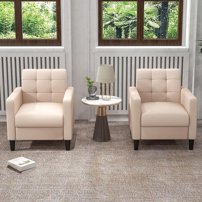 Velvet Fauteuil – Relaxstoel – Lounge Stoel – Armstoel – Leunstoel – Mid-Century Design – Zachte Velvet Bekleding – Stevige Houten Poten – Beige