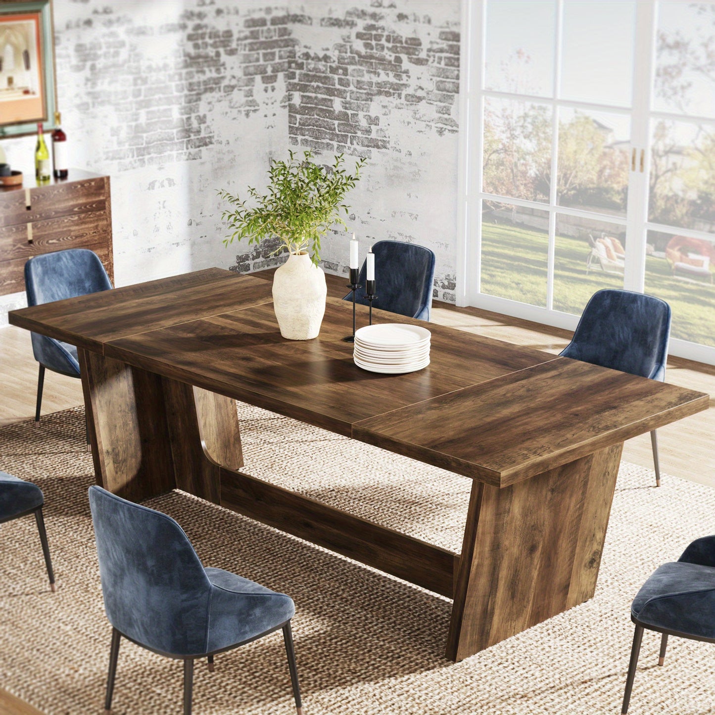Eettafel – Tafel – Eetkamertafel – Keukentafel – Dinertafel – Industrieel Design – 180 cm Massief Hout – Robuuste Pedalen