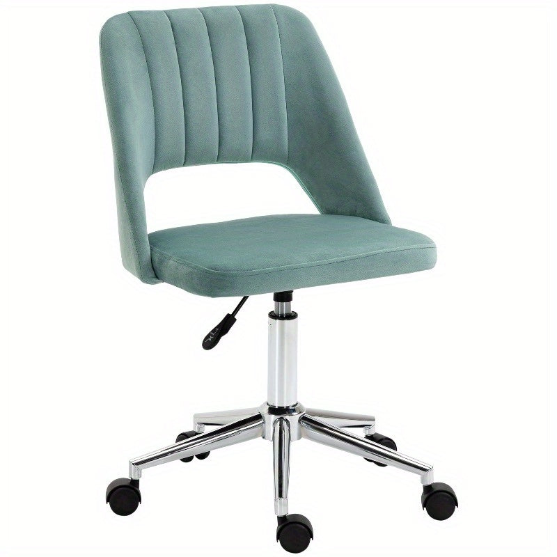 Bureaustoel – Ergonomische Stoel – Office Chair – Gamestoel – Draaistoel – Verstelbare Hoogte – 360° Draaibaar – Metalen Frame – Zonder Armleuningen – Groene Fluwelen Bekleding – Makkelijk Schoon Te Maken