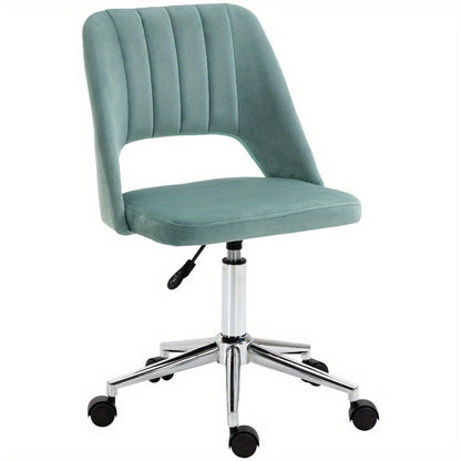 Bureaustoel – Ergonomische Stoel – Office Chair – Gamestoel – Draaistoel – Verstelbare Hoogte – 360° Draaibaar – Metalen Frame – Zonder Armleuningen – Groene Fluwelen Bekleding – Makkelijk Schoon Te Maken