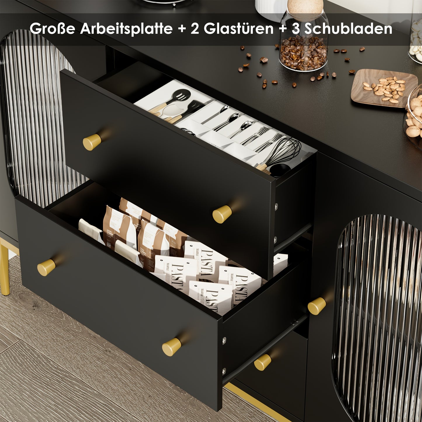 Ladekast – Ladekasten – Opbergkast – Kast – Ladenkast – Zwart/Wit Hout – Verstelbare Planken – Hoge Opslagcapaciteit