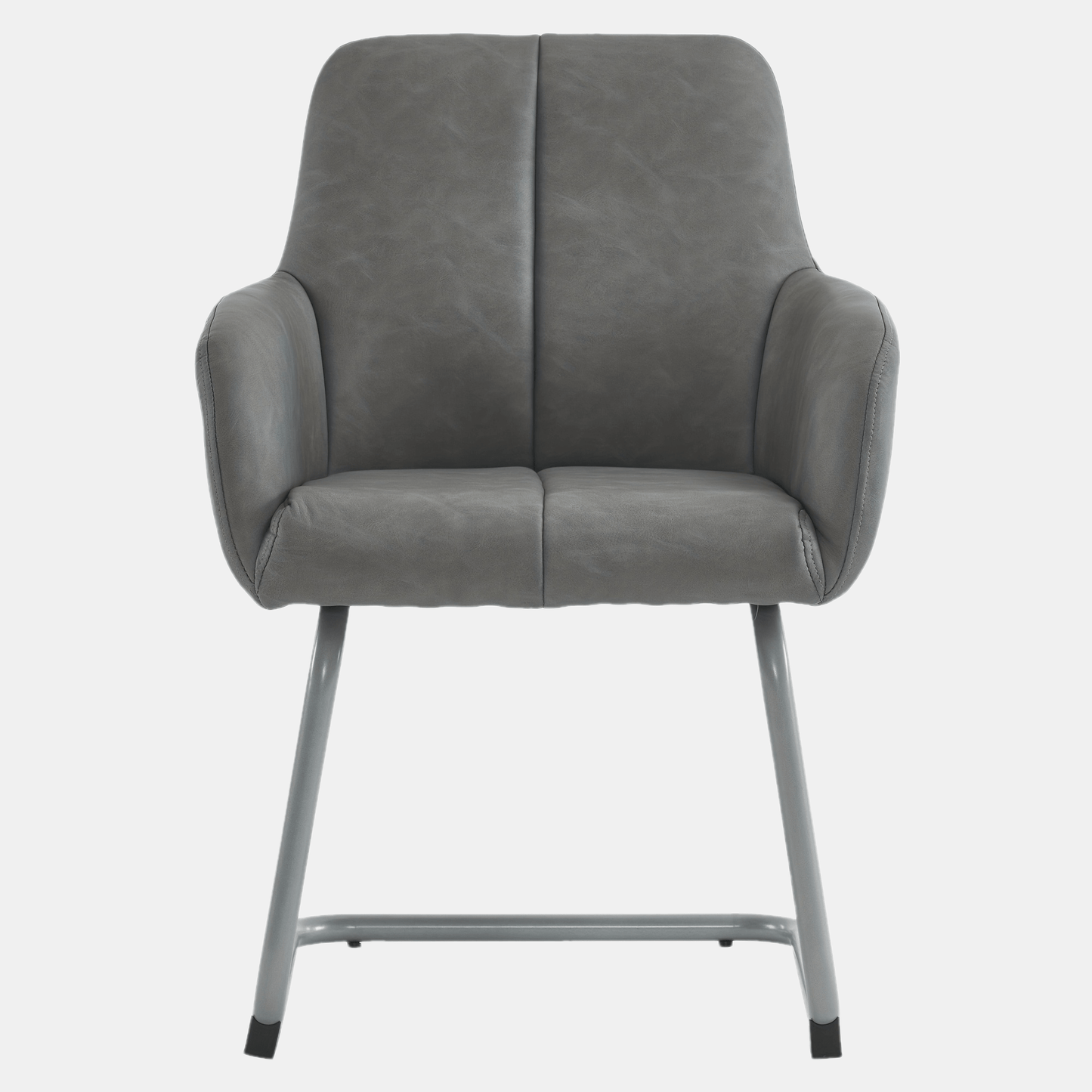 Lounge Stoel – Eetkamerstoel – Fauteuil – Leunstoel – Zetel – Grijs – Gebogen Stalen Poten – Set Van 2