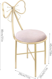 Set van 2 Stoelen - Roze met Goud - Strikvorm - Meisjeskamer - Speelgoedkamer - Make-up Stoel - Smeedijzer
