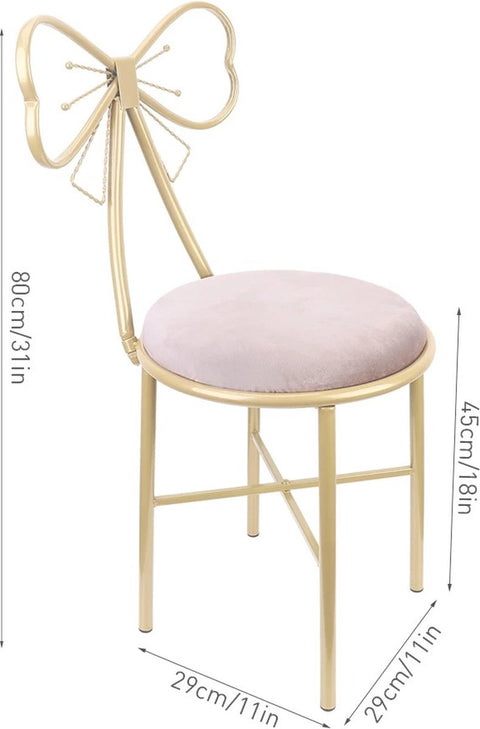 Set van 2 Stoelen - Roze met Goud - Strikvorm - Meisjeskamer - Speelgoedkamer - Make-up Stoel - Smeedijzer