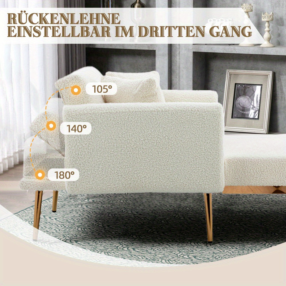 Fauteuil – Verstelbare Fauteuil – Relaxfauteuil – Inklapbare Stoel – Slaapstoel – Wit Teddy Bekleding – Draagkracht 220 kg – 3-standen Rugleuning