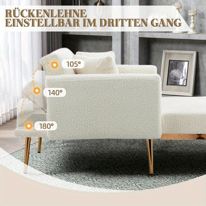 Fauteuil – Verstelbare Fauteuil – Relaxfauteuil – Inklapbare Stoel – Slaapstoel – Wit Teddy Bekleding – Draagkracht 220 kg – 3-standen Rugleuning