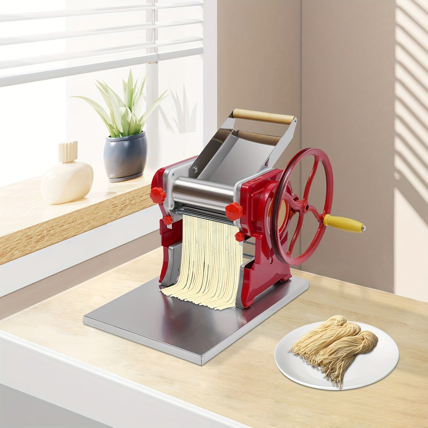 Pastamachine – Noedelmaker – Noodle Roller – Dumpling Maker – Wonton Machine – Roestvrij Staal & ABS – Voor 5-10 Personen – Variabele Snijdikte 0,5-5 mm
