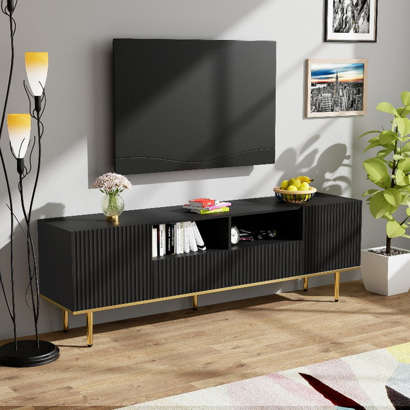 TV Meubel – Media Console – Entertainmentkast – TV Kast – Meubel Voor Flat Screen – Met Gouden Metalen Poten – Stevige Constructie – Modern Design