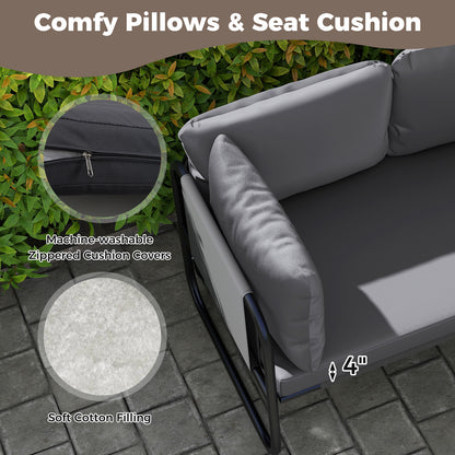Patio Loveseat – Buitenbank – Tuinbank – Sofa – Zitbank – Met Afneembare Kussens – Stevig Metalen Frame