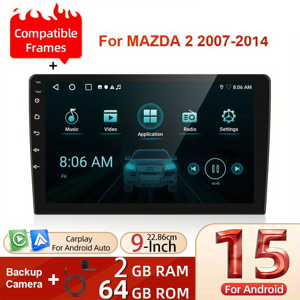 9-Inch Android Autoradio – Multimedia Systeem – Car Stereo – Double DIN Radio – Navigatie Systeem – Met Draadloze CarPlay & Backup Camera – Android 15 Systeem