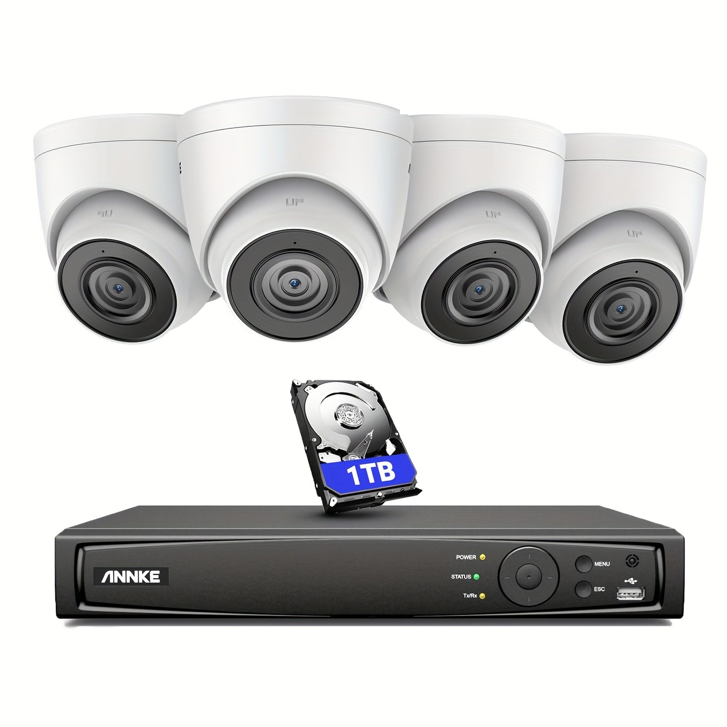IP Beveiligingssysteem – Bewakingscamera – CCTV Set – NVR Beveiliging – 3K 6MP Resolutie – Mens- en Voertuigdetectie – PoE Aansluiting – 1TB HDD Inclusief