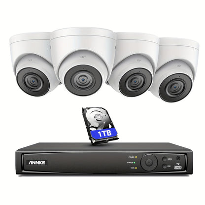 IP Beveiligingssysteem – Bewakingscamera – CCTV Set – NVR Beveiliging – 3K 6MP Resolutie – Mens- en Voertuigdetectie – PoE Aansluiting – 1TB HDD Inclusief