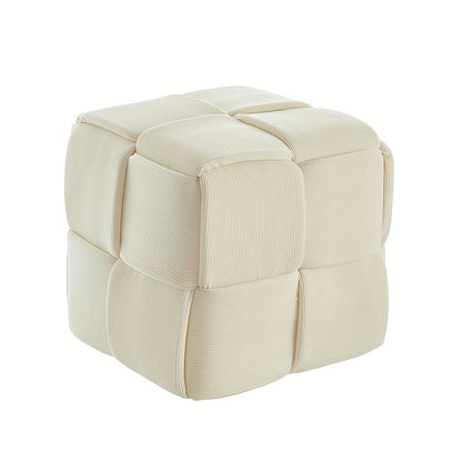 Kruk – Poef – Zitkruk – Bijzetkruk – Voetenbankje – Corduroy Stof – Compact 40x40x40 cm – Beige