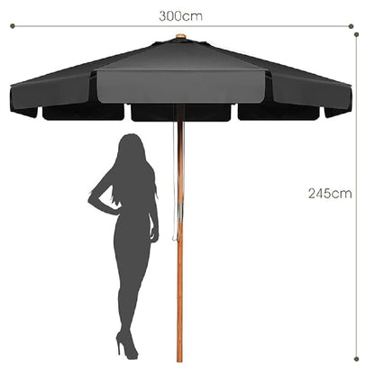 Terrasparasol – Parasol – Prieelparasol – Zonnescherm – Buitenshade – 300 cm Groot – Verstelbare Hoogte en Kanteling