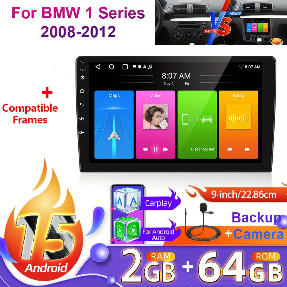Autoradio Android 15 – Multimedia Systeem – Auto Stereo – Navigatie Scherm – Touchscreen Radio – 9 Inch HD Display – Inclusief Achteruitrijcamera En Canbus Ondersteuning