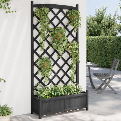 Plantenbak – Tuinbak – Plantenbak Met Klimrek – Houten Plantenbak – Massief Dennehout – 90x35x180 Cm – Ventilatie En Afwatering